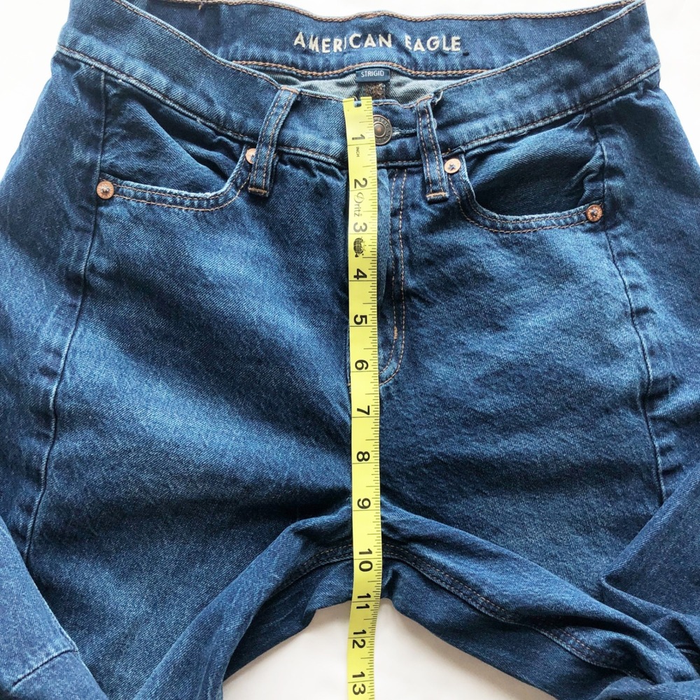 American Eagle Jeans Womens 00 Short Strigid Dreamy Drape Barrel Dark Wash High - Picture 10 of 11